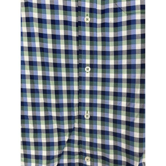 Southern Tide Classic Fit Checkered Collard Blue Green Button Shirt - Picture 4 of 6